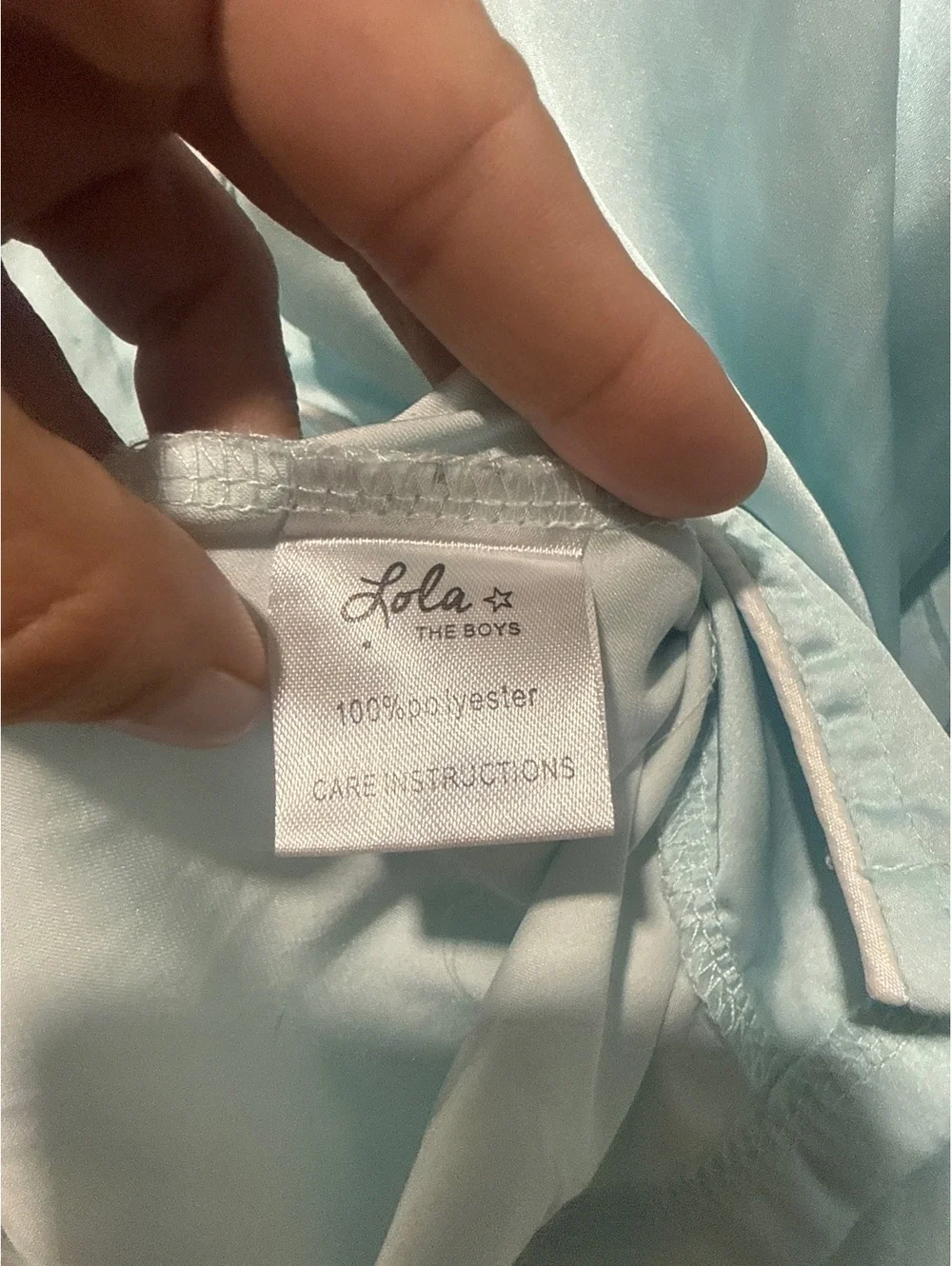 Lola + The Boys Sky Feather Silky Set in Light Blue with Faux Feather Trim, L
